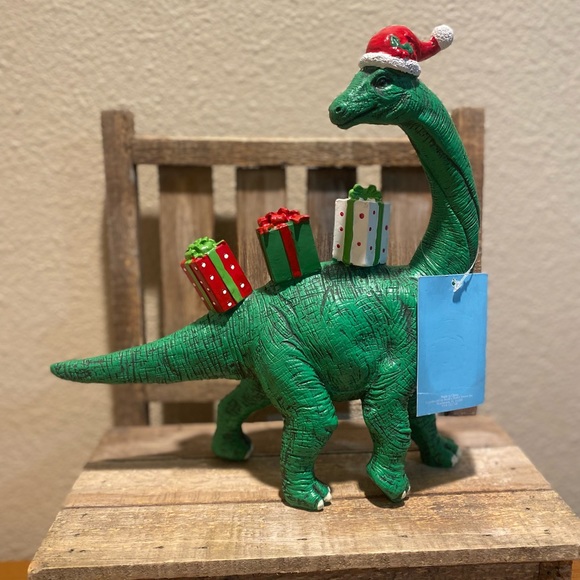 Christmas Dinosaur Figure, Large Resin Brachiosaurus With Christmas Presents - Picture 2 of 16